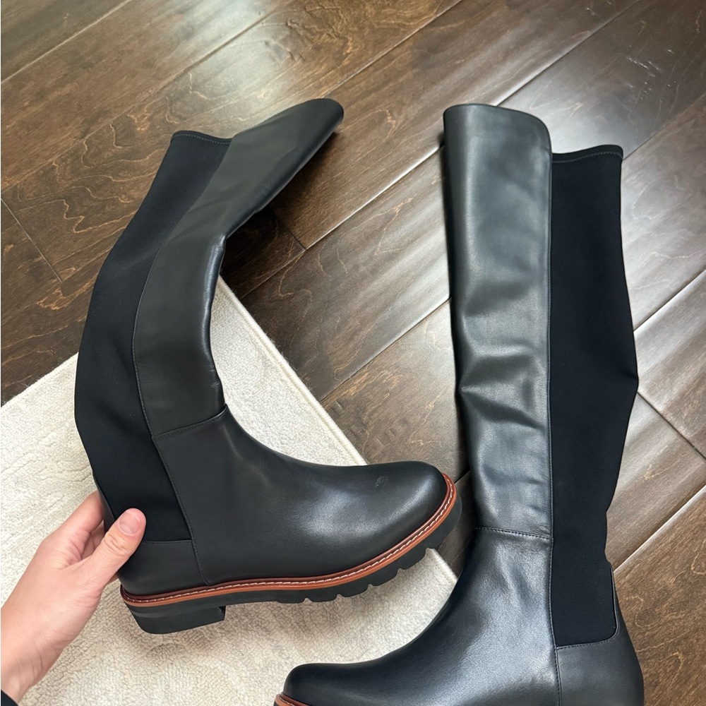 Stuart Weitzman Black Leather City Boot